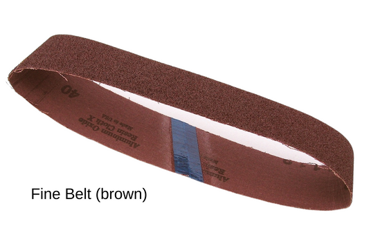 Replacement sanding belts for use with the Hoof Sander/Buffer. Grades available in drop down menu: Fine (Brown) and Coarse (Green).