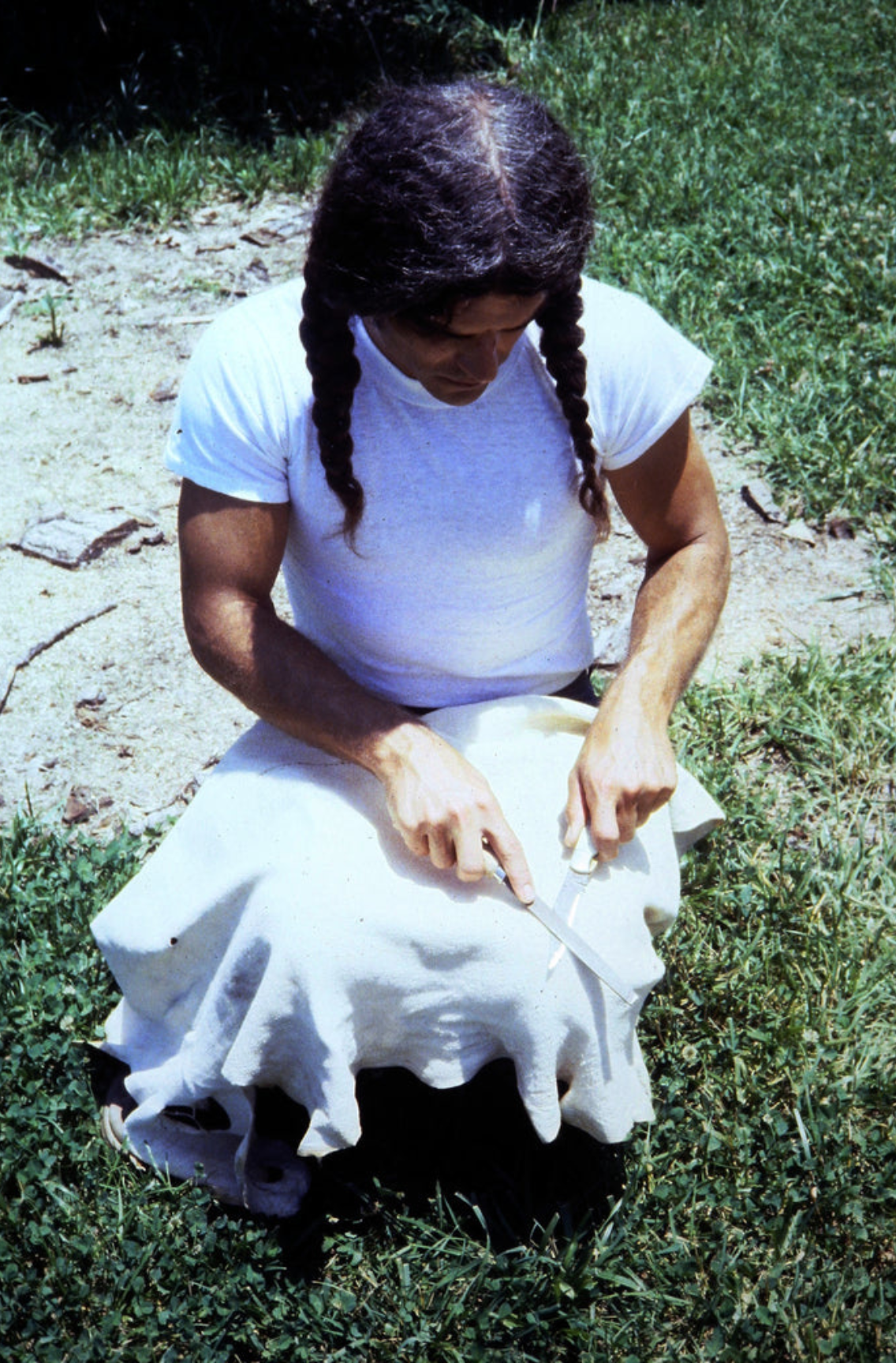 Jaime Jackson featured sharpening tools used for tanning hides from the book Buckskin Tanner A Guide to Natural Hide Tanning. His work is based on his professional hide tanning work experience and authentic information from Native American Indians preserved by James Mooney, American anthropologist and ethnologist extraordinaire, published by the Natural World Publications.