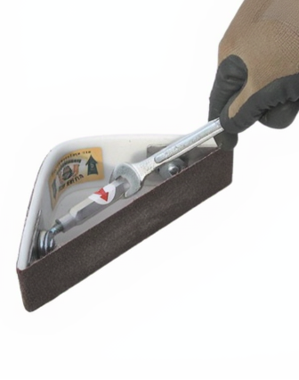 Adjusting the tension of the sanding belt on the Evo Hoof Sander-Buffer