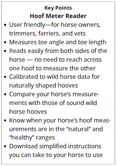 Text description of the Hoof Meter Reader for horses with features and benefits