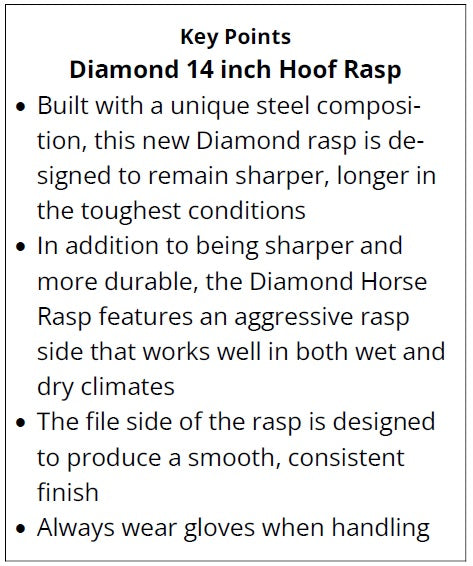 Key points of the Diamond 14-Inch Hoof Rasp