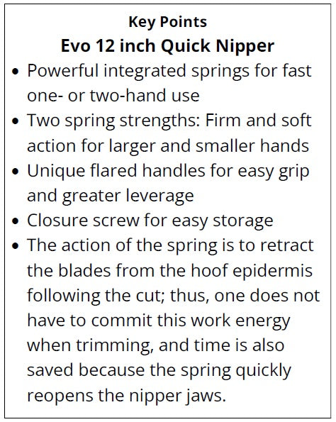 Key points of the Evo 12-Inch Spring-Loaded Quick Nipper