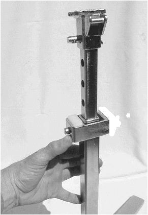 Photo of Jaime Jackson's professional tripod hoof stand with tool caddy, the most sophisticated tripod hoof stand especially designed for the natural hoof care practitioners designed by a former farrier and hoof care expert. It includes height adjustment and flip cradle. 