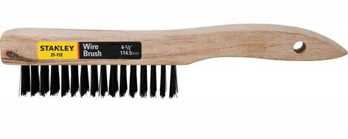 Use this durable 10" wire brush with the professional hoof pick to clean debris out of the bottom of the hoof to protect your cutting tools. Curved wooden handle; hardened steel bristles.